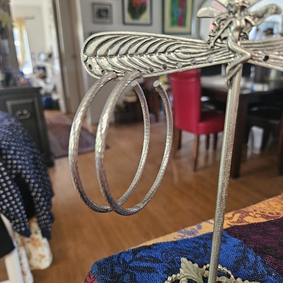 STERLING SILVER LOOP EARRINGS. HOLLOW LIGHT AND BIG. POST BACK. PICS 📸 - Picture 4 of 6